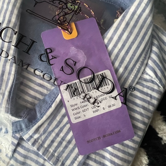 Scotch and soda nwt men’s striped button up short sleeve. Still in polybag - Picture 5 of 7